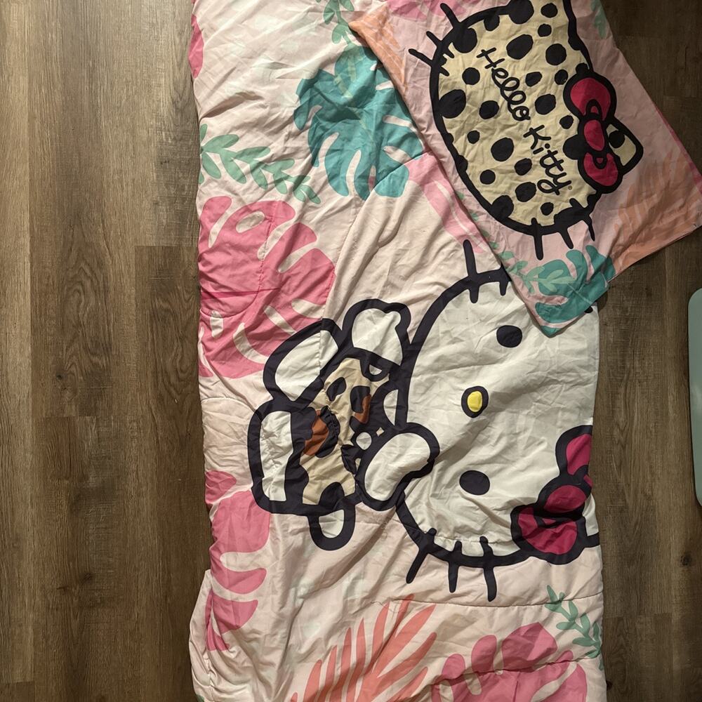 Rare Hello Kitty Comforter With Pillow Case 64x84 Double Sided Full Reversible